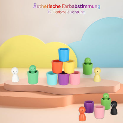 Montessori Farben Sortierbecher Lernspiel aus Holz