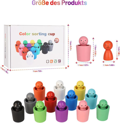 Montessori Farben Sortierbecher Lernspiel aus Holz