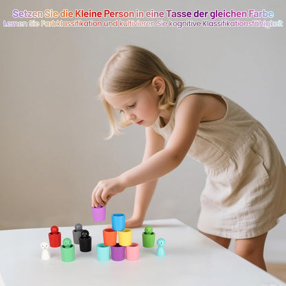 Montessori Farben Sortierbecher Lernspiel aus Holz
