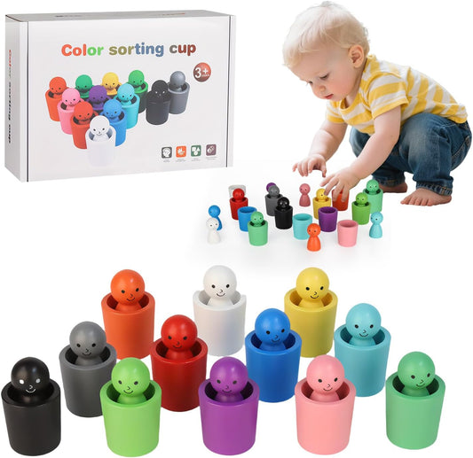 Montessori Farben Sortierbecher Lernspiel aus Holz