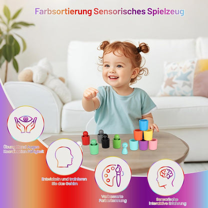 Montessori Farben Sortierbecher Lernspiel aus Holz