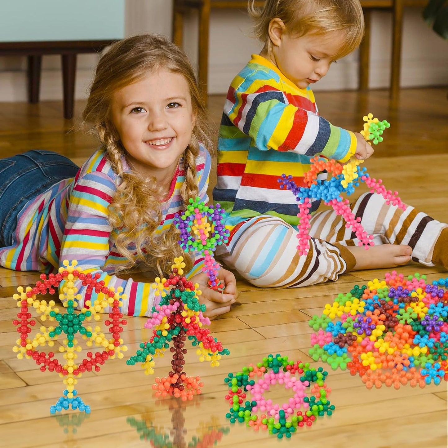 Montessori Schneeflocken Bausteine