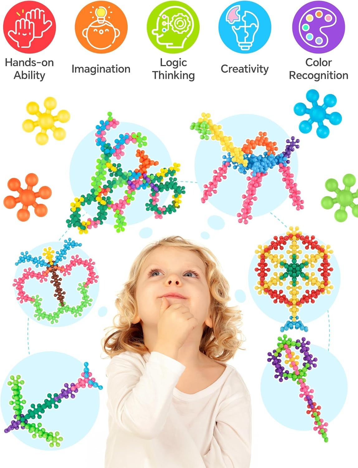 Montessori Schneeflocken Bausteine